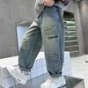 Herbst Jungen Jeans Neue Kinder Lockere Denimhosen Teenager Mode Frühling Baggy Hosen Kinder Hübsche Kleidung 4-14J