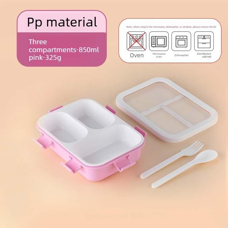 Macaron Color Plastic Lunch Box – Leakproof 3-Compartment Bento Box, Odor-Free & Aesthetic for School, Office, Adults, Lunchbox