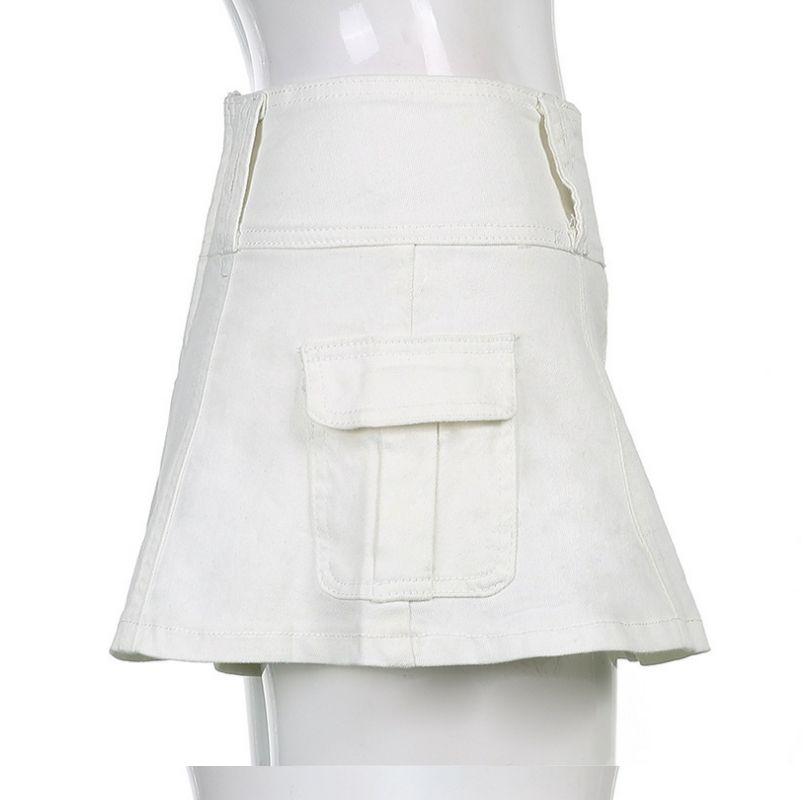 Y2k Gothic Grunge Casual Denim Skirt Women High Wiast Pleated Vintage Mini Skirt Female Patchwork Retro Sweet Jean Skirts 2024 New