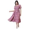 KZULLY | Elegance: Smocked A-line Midi Dress - Superior Comfort & Chic Style Dark Pink
