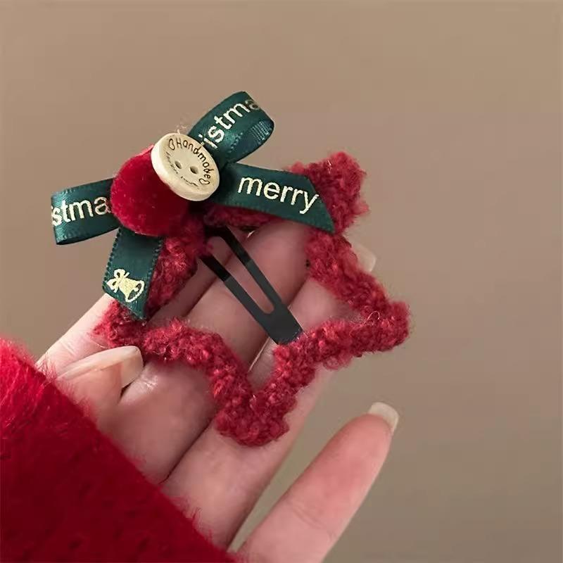 

1-2Pcs Christmas Plush Star Hair Clips Side Hairpin Clip New Year Decoration Shattered Clips Hair Accessory Headwears Winter