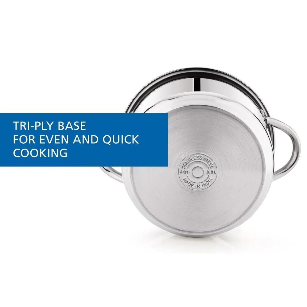 Stainless Steel Steamer Pot 4Qt with Glass Lid Induction Safe Dishwasher Safe Steaming Veggies Fish Cooking Kitchen Essential