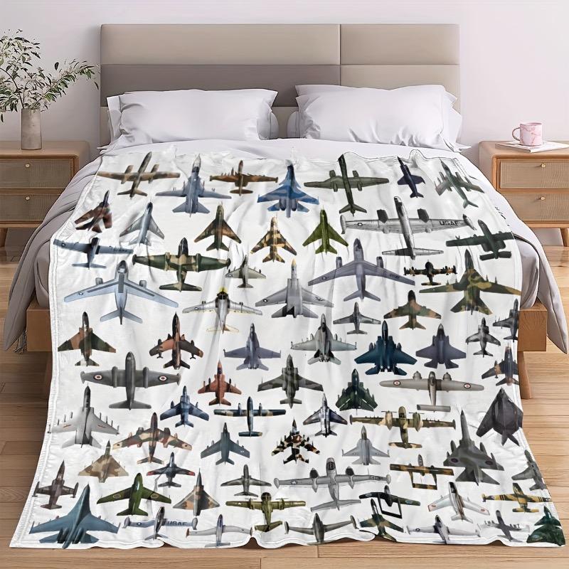 Militärflugzeug Fleece-Kuscheldecke - Weich, Bequem und Leicht für Sofa, Bett, Reisen - Ganzjahresnutzung