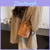Trendy Women's Korean Style Fashionable Chain Bucket Bag For Autumn With Suede Fabric