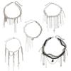 X6HE Sweet Cool Heart Star Moon Tassels Pendant Necklace For Women Fashion Jewelry Collarbone Length Imitation Pearls