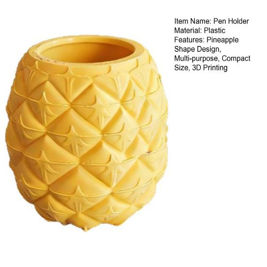 3D Printed Pineapple Shaped 2-in-1 Pen Holder & Plant Pot Bright Yellow Pens