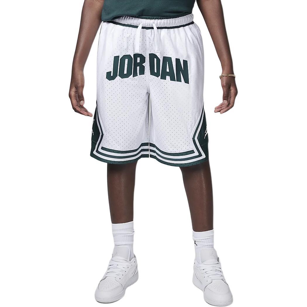 (GS) Air Jordan Sport MJ Diamond Basketball Shorts White Green Kids HQ7112-100 L