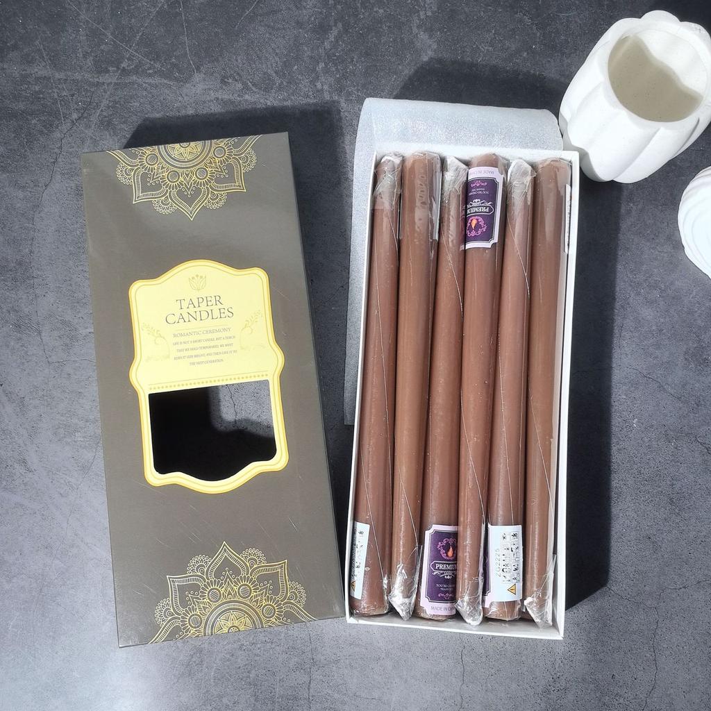 12-pack European Classic Colorful Long-stem Candles for Household Power Outage Emergency Taper-less Candles