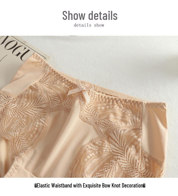 Sexy Damen-Unterwäsche in Übergröße, mittlerer Bund, nahtlos, mit Spitzenbesatz, atmungsaktiv - 200 Jin Dreieck-Slips