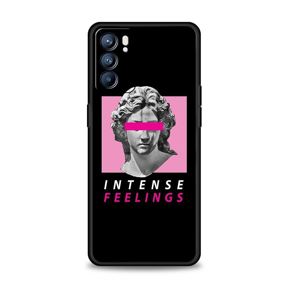 Cartoon Statue Abstract Art Phone Case For Oppo Reno 13 12 11 10 7 F Find X5 X6 A98 A80 A79 A78 A57 A54 A31 A17 Pro 5G Soft TPU