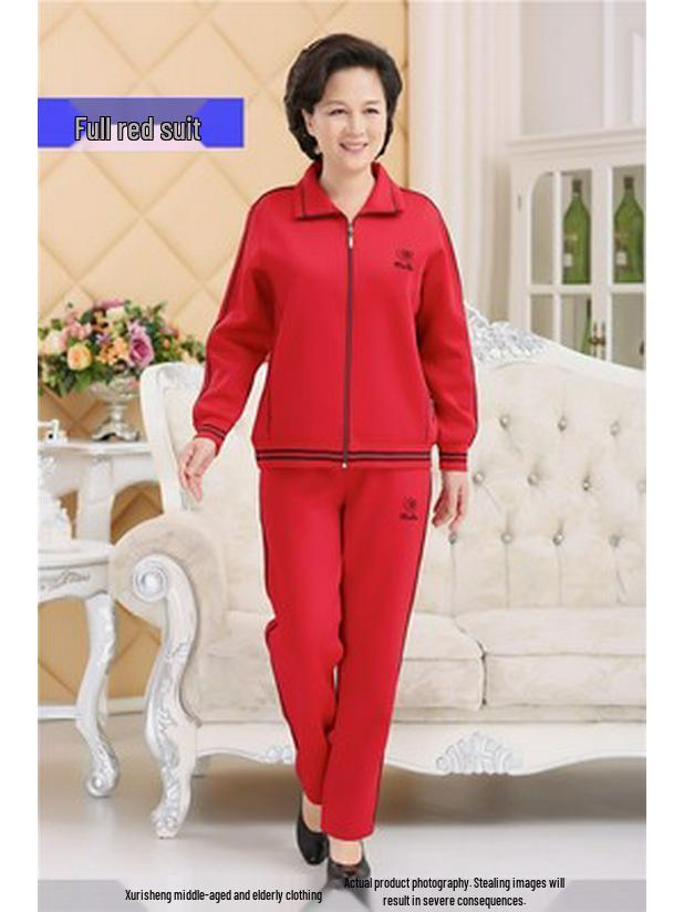 Sportbekleidungs-Set für Damen in Übergröße - Frühjahr/Herbst 2023, Zweiteiler mit langen Ärmeln für Mütter mittleren Alters und ältere Mütter