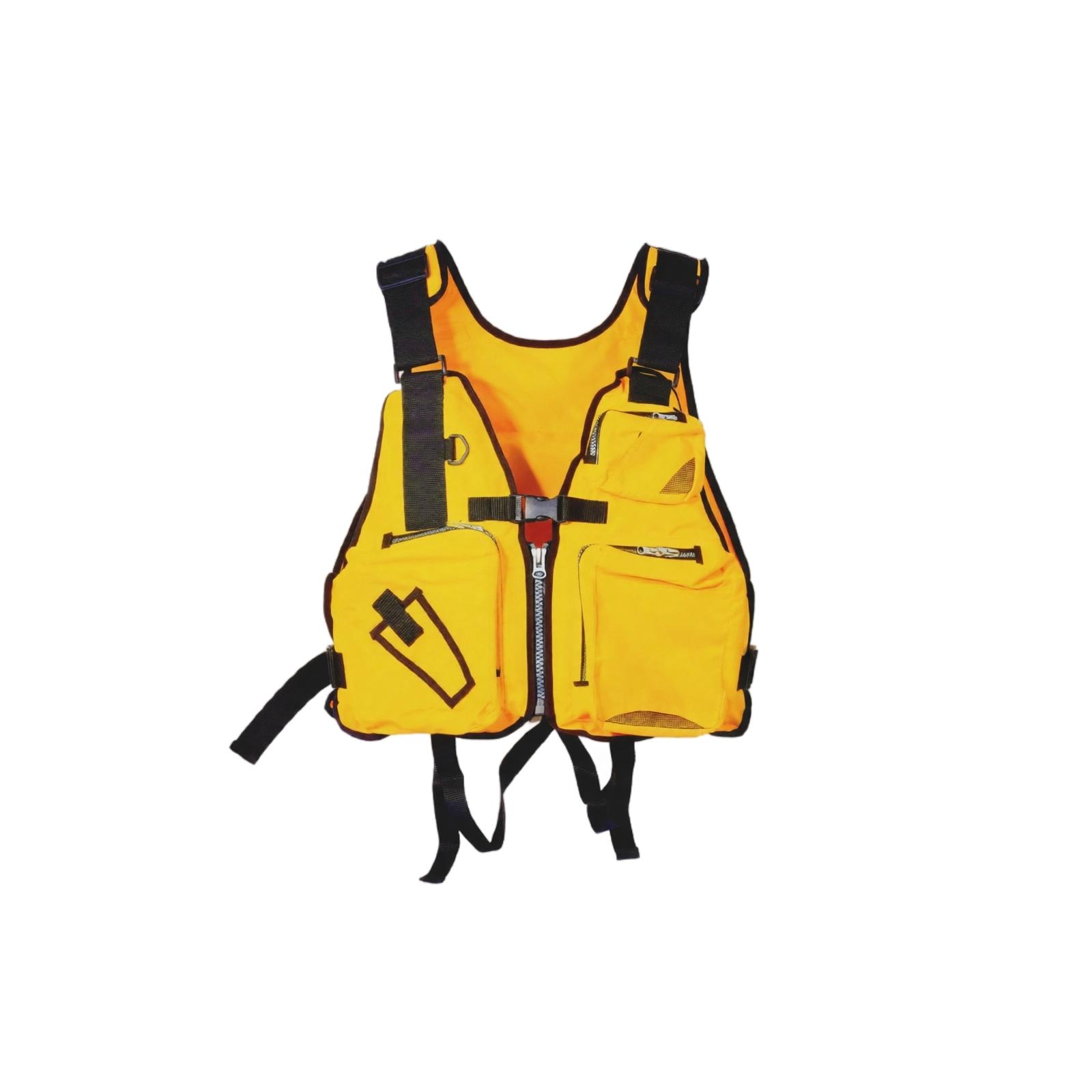 

Portable Foldable Life Jacket with Reflective Back Pockets Adjustable Size Safety Vest with Whistle for Water Activities one size жовтий