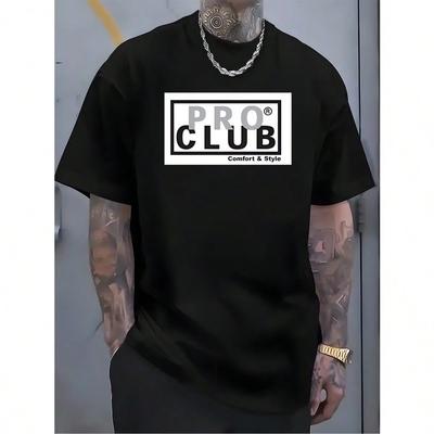 MADE IN US 1pc MenS 100 Cotton Graphic TShirt PRO CLUB Design Casual Crew Neck Short Sleeve Spring Summer TShirt