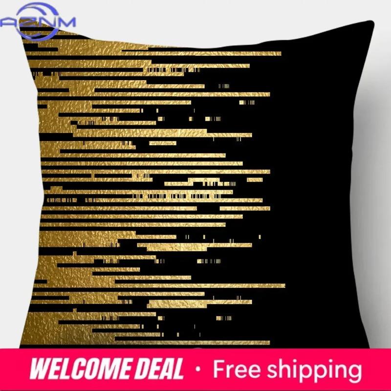 Home Decor Gold Patterned Decorative Digital Print Pillowcases Pattern Cushion Cover Suitable For Sofa Bedroom Car Pillow Cover