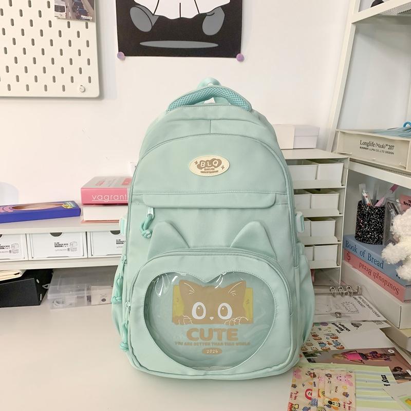 Solid Color Middle School Student Schoolbag Girls Cute Large Capacity Backpack Women Travel Backpack
