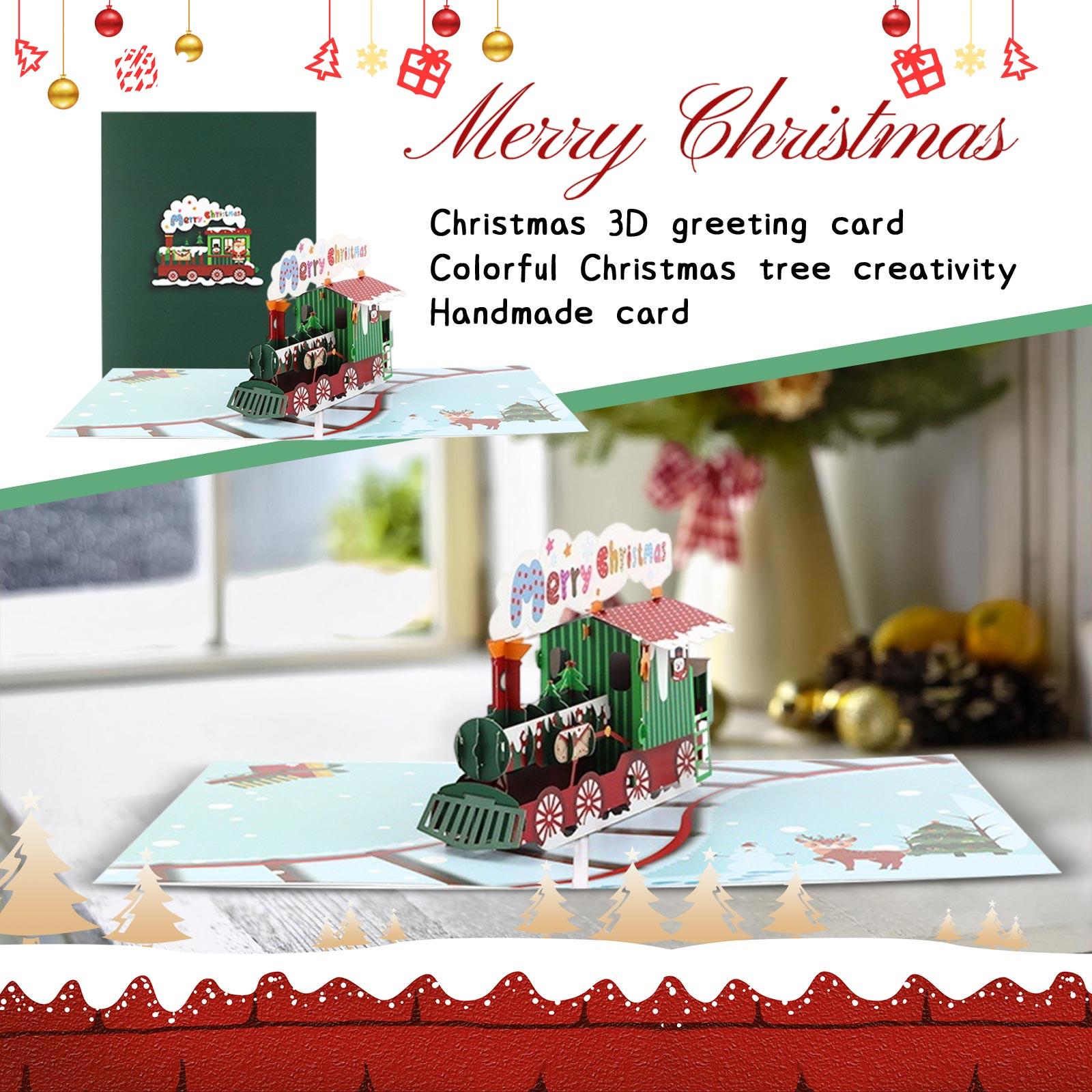 

Christmas 3D Greeting Card Colorful Christmas Tree Creative Handmade Card One Size
