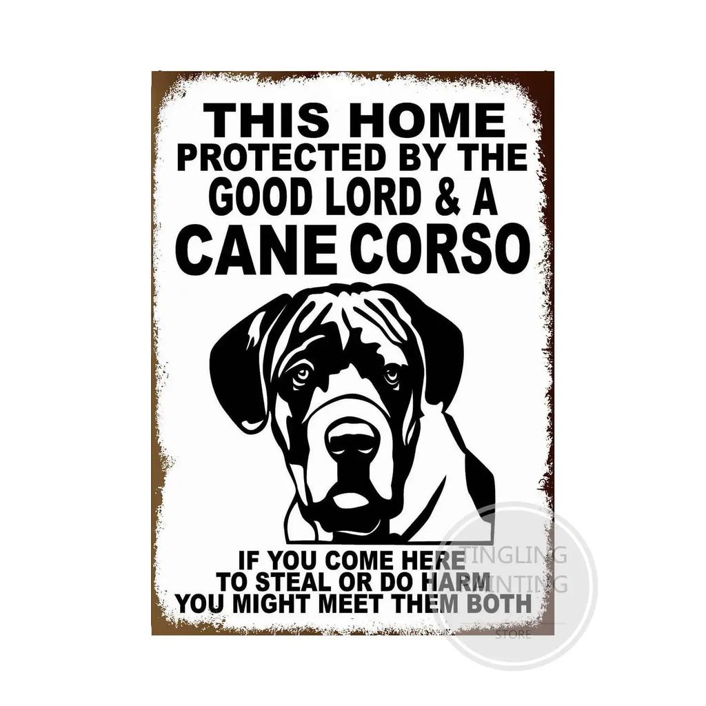 1pc Warning Dog Metal Tin Signs Vintage Poster Beware Of Dog Retro Sign Wall Stickers For Garden Family House Door Decoration