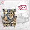 ARI PRINT Scandinavian Family Furniture Wing Chair, Gold, Navy Blue, Leaves