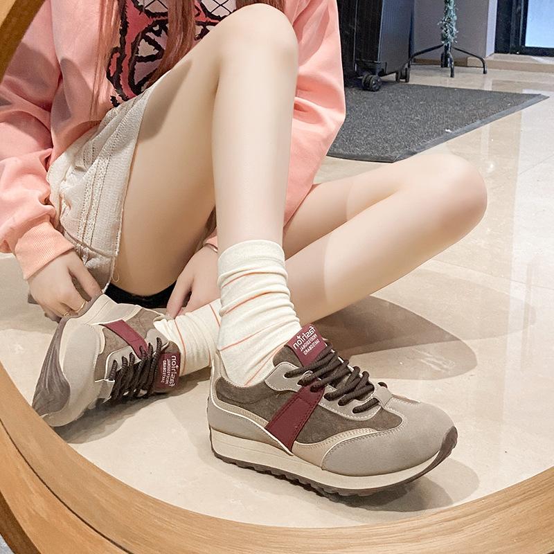 JCF220 new 2025 summer and autumn casual breathable sports shoes color matching platform women's shoes round head Korean version increases height