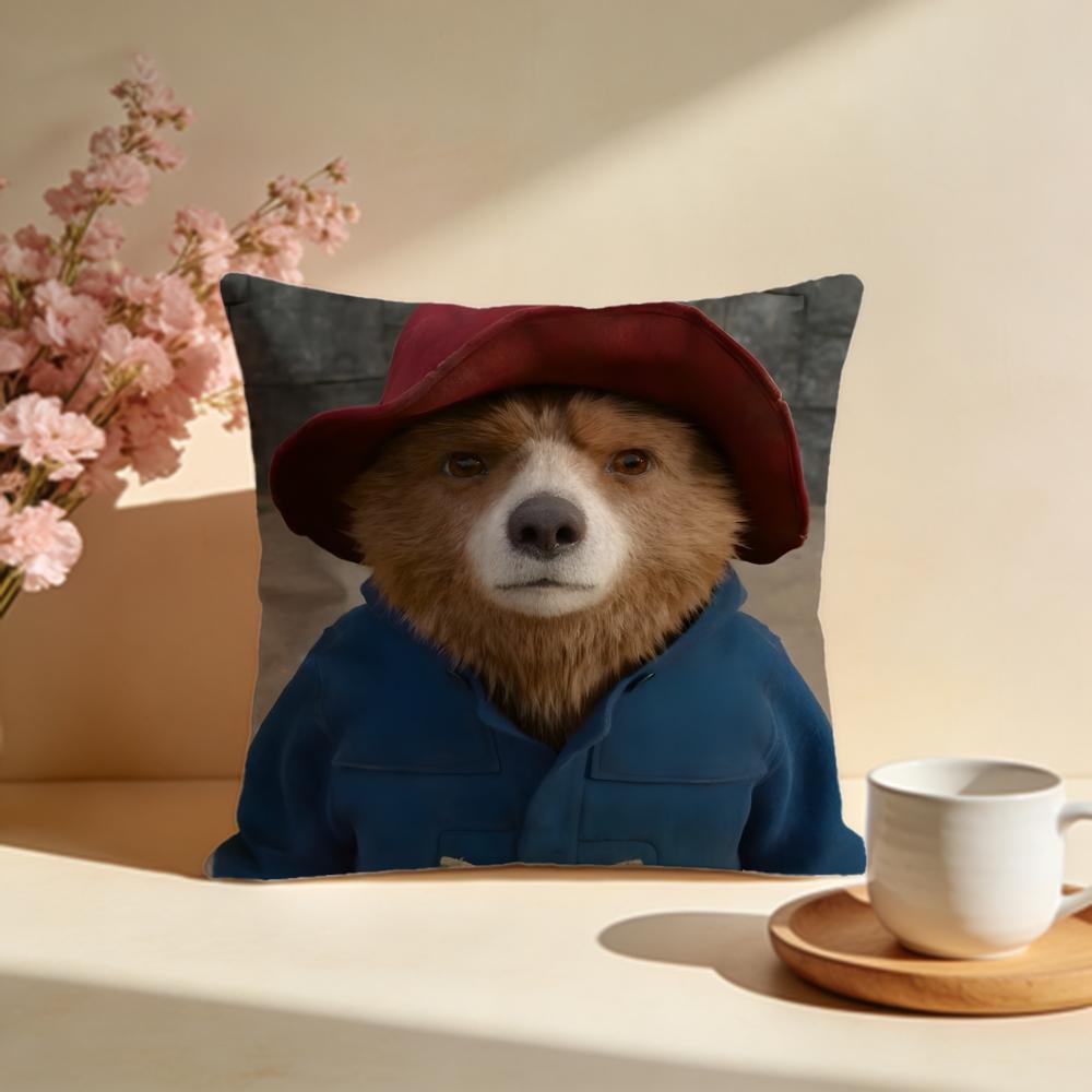 Fashion PPaddington Beariou Cushion Cover Stylish Washable Pillow Cover Ideal for Couch Bedroom Car Decoration