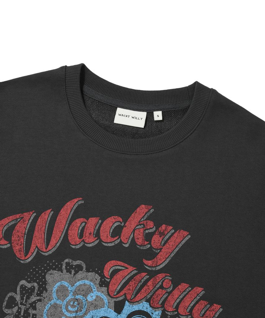 WACKY WILLY Women'S Vintage Graphic Sweatshirt Charcoal