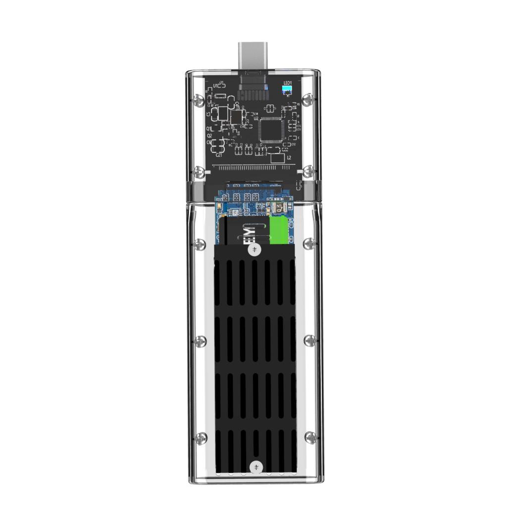 Transparent USB 3.0 SSD Enclosure for M.2 NGFF SATA Drives