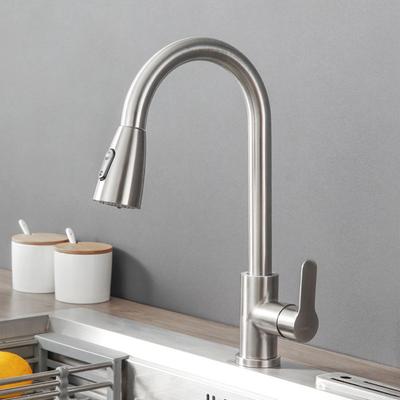 Brushed Pull Out Kitchen Sink Faucet Flexible 2 Modes Stream & Sprayer Nozzle Faucets Stainless Steel Hot Cold Wate Mixer Tap