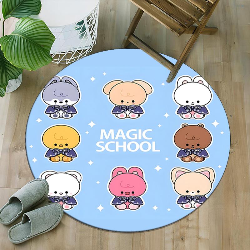 1pc Kpop Team2 Print Round Carpet Chair Round Carpet Suitable for Bedroom Living Room Home Decorative Carpet