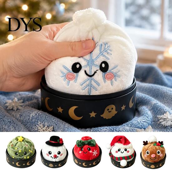 Steamed Bun Squeeze Toy Christmas Plush Dumpling Stress Relief Toy, Santa Claus Snowman Reindeer Toys Relaxation Sensory with Steamer Boredom