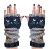 Strick Fingerlose Handschuhe Katze Stickerei Outdoor Wärmezubehör Warme Offene Fingerhandschuhe für Katzenliebhaber Frauen Mädchen Damen Mütter