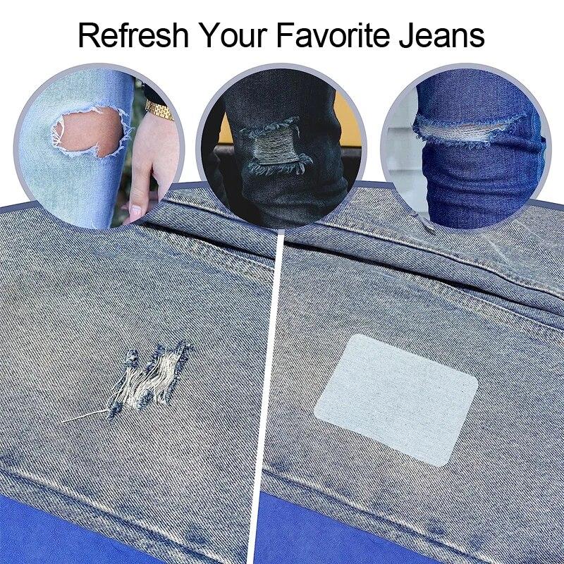 5~25Pcs Denim Iron-on Patches Repair Kit 100% Cotton Strongest Glue For Jeans and Clothing Inside&Outside Repair and Decoration