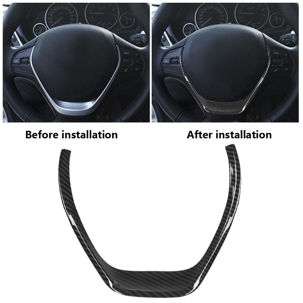 Carbon Fiber Style Car Steering Wheel Decoration Cover Trim for 3 Series F30 F31 F34 2013?2018