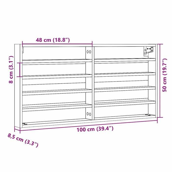 VidaXL Black Display Cabinet 100x8.5x50 Cm Engineered Wood, Wall Cabinet, Wall Storage Cabinet, Cabinet 847948