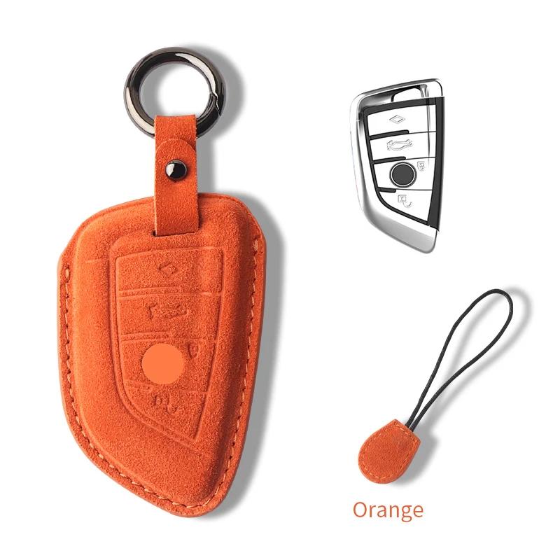 Interior Mouldings Suede Car Key Case Cover Protector Shell Fob Accessories For BMW F30 F31 F32 F34 F20 F21 F07 F10 1 3 5 7 Seri