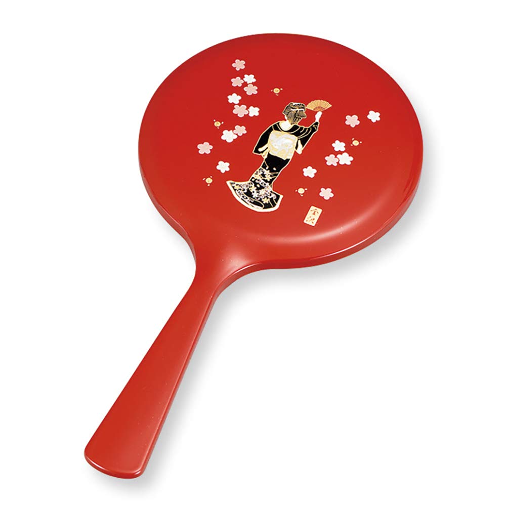 Mitani Yamanaka Lacquerware Yamanaka Geisha Miyabi Hand Mirror, Vermilion, 20.5cm, Lacquer, Design, Mirror, Small, M17250-8