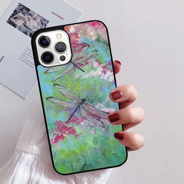 Luxury Dragonfly Phone Case for iPhone 11 12 13 14 Pro Max Mini XR XS SE 2020 6 7 8 Plus Samsung S21 S22 Coque Fundas