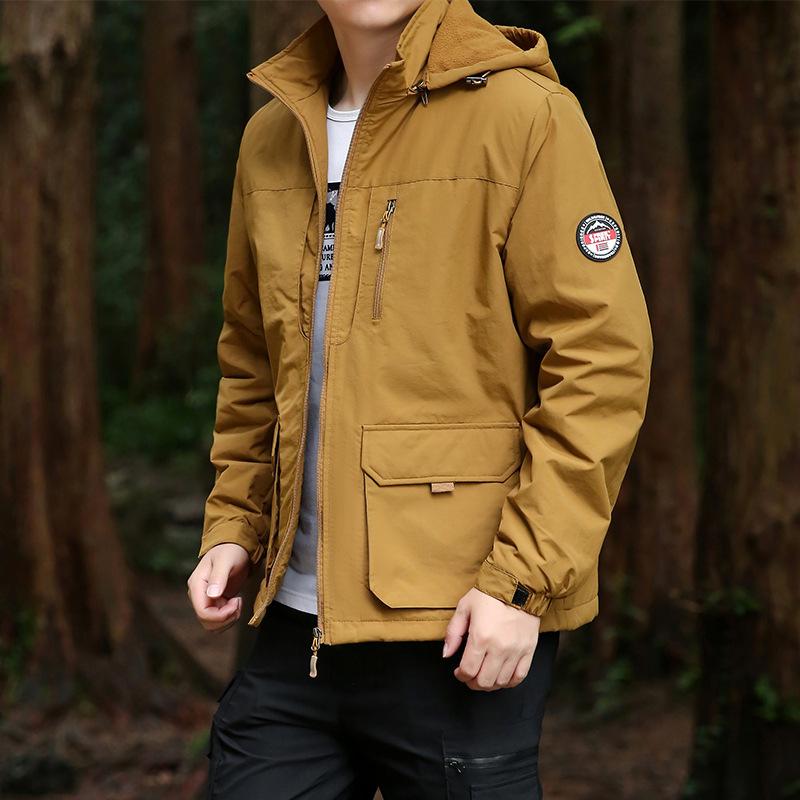 Autumn and Winter Men's Velvet Jacket Outdoor Thickened Windproof Jacket Sports Casual Loose Work Jacket Jacket