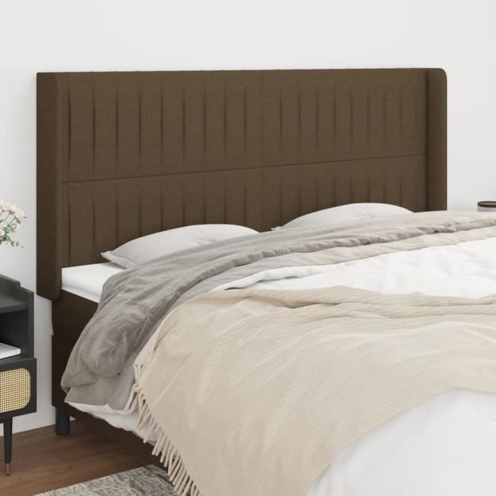 VidaXL Headboard with Ears Dark Brown 183x16x118-128 Cm Fabric3119835
