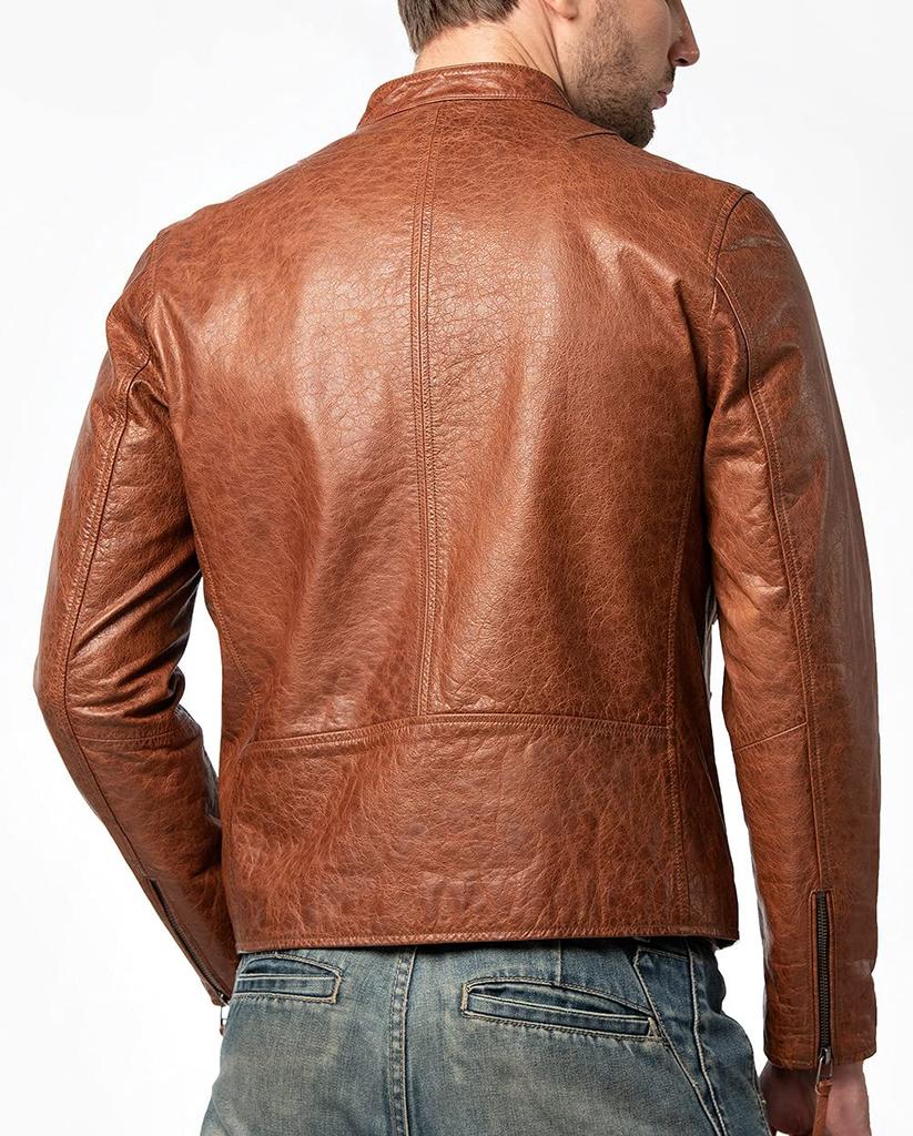 Leather Biker Cowhide Fashionable Outerwear for and Thick [FLAVOR] Jacket, Jacket, Leather, Men's Coat, Spring, Autumn, Winter, Windproof,
