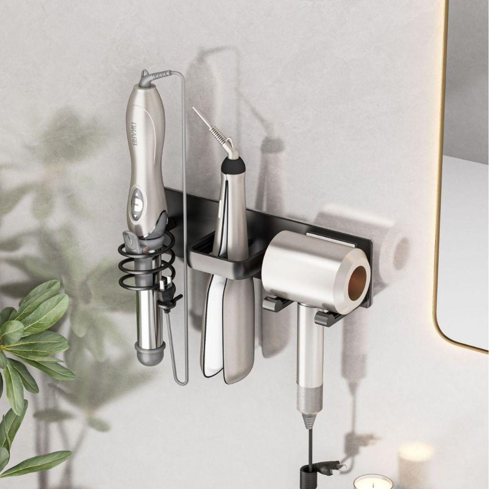 3 in 1 Hair Dryer Holder Aluminum Hair Straightener Holder Curling Iron Shelf  Toilet