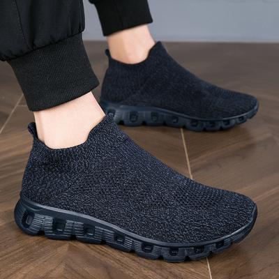 Large Size Men's Shoes Breathable Casual Sports Shoes Women's Light Soft Feet Without Shoelaces Lazy Shoes Fly-woven Socks Shoes