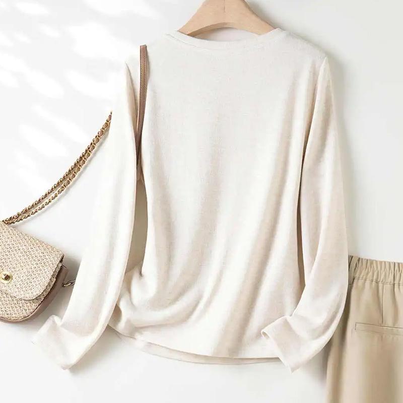 Tops for Women Pullover Long Sleeve Round-neck Autumn Winter Warm Oversize Thickened Top