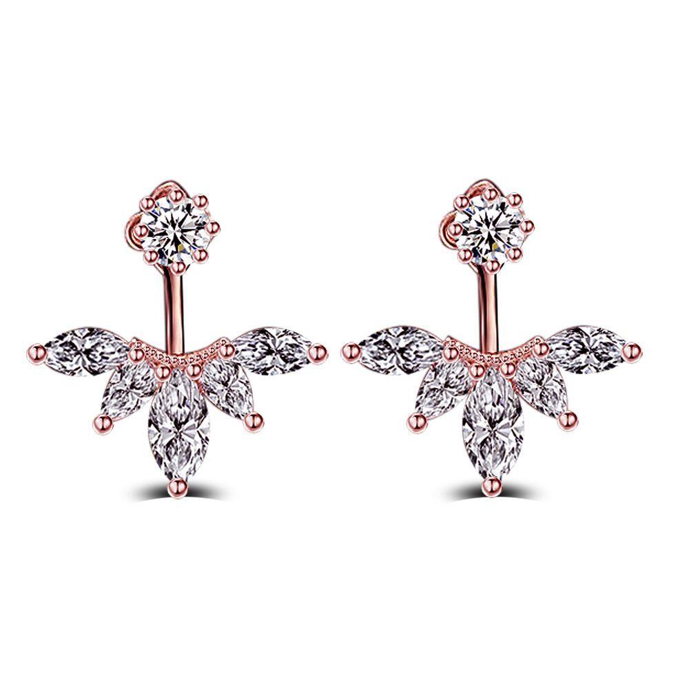 30 %Silver Plated Elegant Sweet Flower Shiny Cz Zircon Ladies Stud Earrings For Women Best Birthday Gifts Anti Allergy