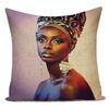Fashion African Girl Lady Oil Painting Black Women Home Art Decoration Sofa Throw Pillow Case Polyester Cushion Cover