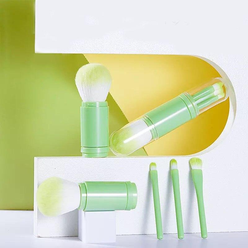 Teleskopisches 4-in-1-Reise-Make-up-Pinsel-Set, Lidschattenpinsel, loser Puderpinsel, Make-up-Werkzeug