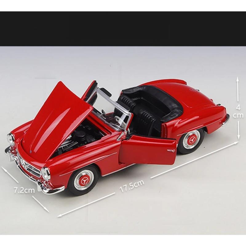 WELLY 1/24 1955 Mercedes-Benz 190 SL Alloy Roadster Sports Car Model Diecast Metal Classic Retro Old Car Vehicle Model Kids Gift