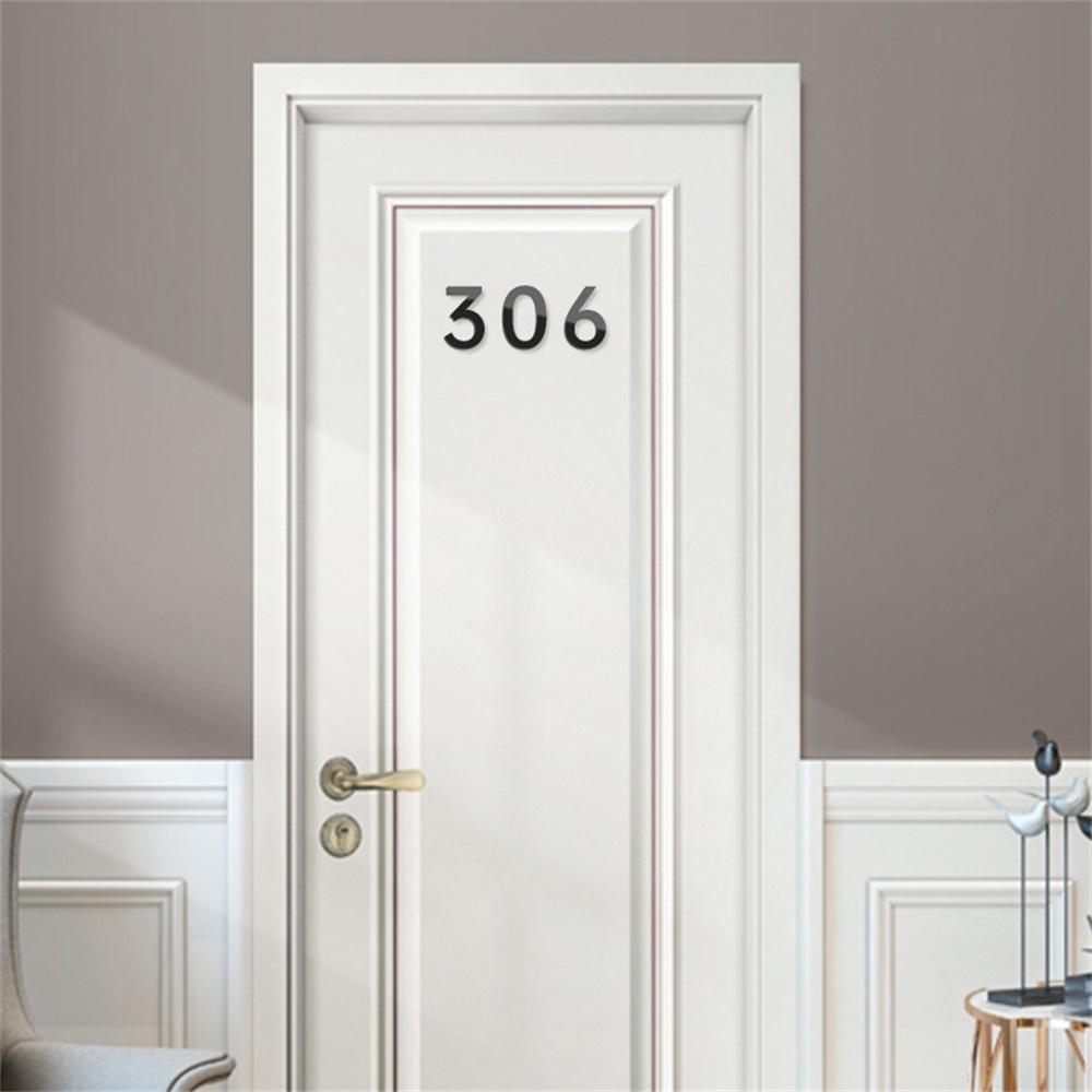 3D Numeral Door Plaque House Drawer Sign Plating Gate Digits 0 To 9 Acrylic Number Tag Hotel Home Sticker Address Door Label