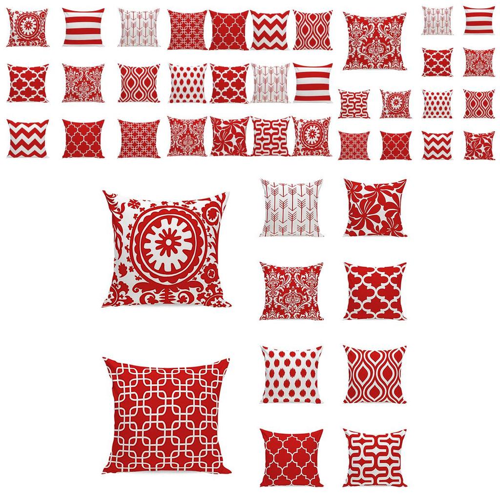 Stunning Red Geometric Wave Pillow Case For Sofa Car And Home Decoration