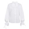 Spring French pure white pointed neck temperament bow commuter shirt 1116 European and American fashion wholesale top women