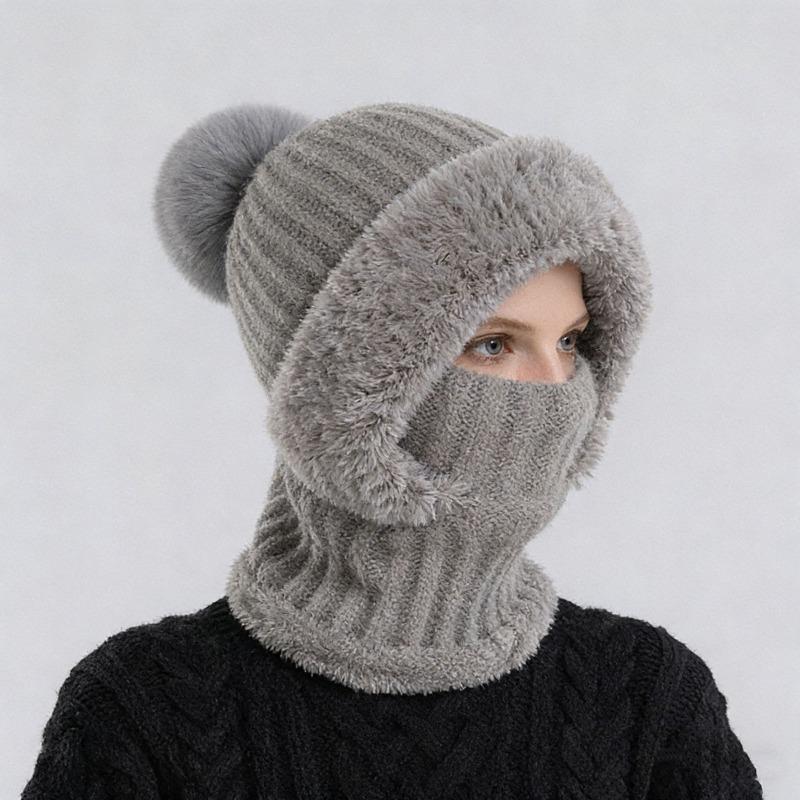 Women's Hat Autumn and Winter One-Piece Warm Hat Outdoor Riding Skiing Hat
